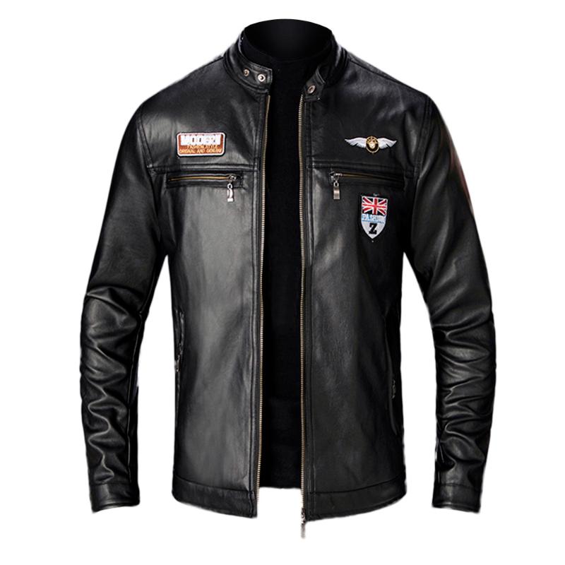 Fleece Jackets Mens Autumn Winter New Style Slim Leather Jacket Fashion Motorcycle Coat Chaqueta Hombre 5 Size #LR3