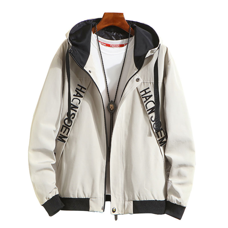 

Paragraph Lang Legendary brand 2019 new spring/autumn fashion men hooded jacket stripe embroidery polyester jacket men, Black