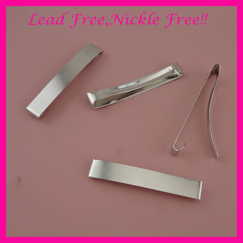 20PCS silver finish 6.0cm 2.35" plain rectangle metal snap hair barrettes for ponytail at lead free,nickle free,Bargain for Bulk-image-441779991