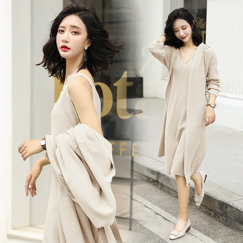 

NaNa dress skirt set 2piece set women two piece skirt off the shoulder Cotton, Beige