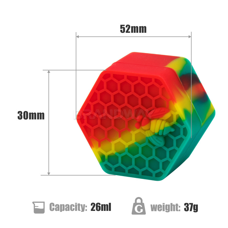 

Non-stick Jars Dab Container Honeybee 26ML Dry Herb Container For Vaporizer Oil Solid FDA Food Grade Silicone Box Wax Container, Mixed color