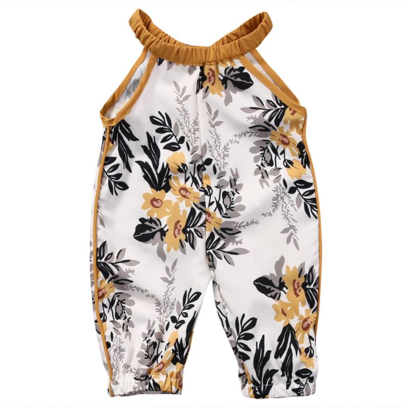 

2019 New Fashion Infant Baby Girls Floral Sleeveless Summer Jumpsuit Romper Clothes Outfits Set, As pic