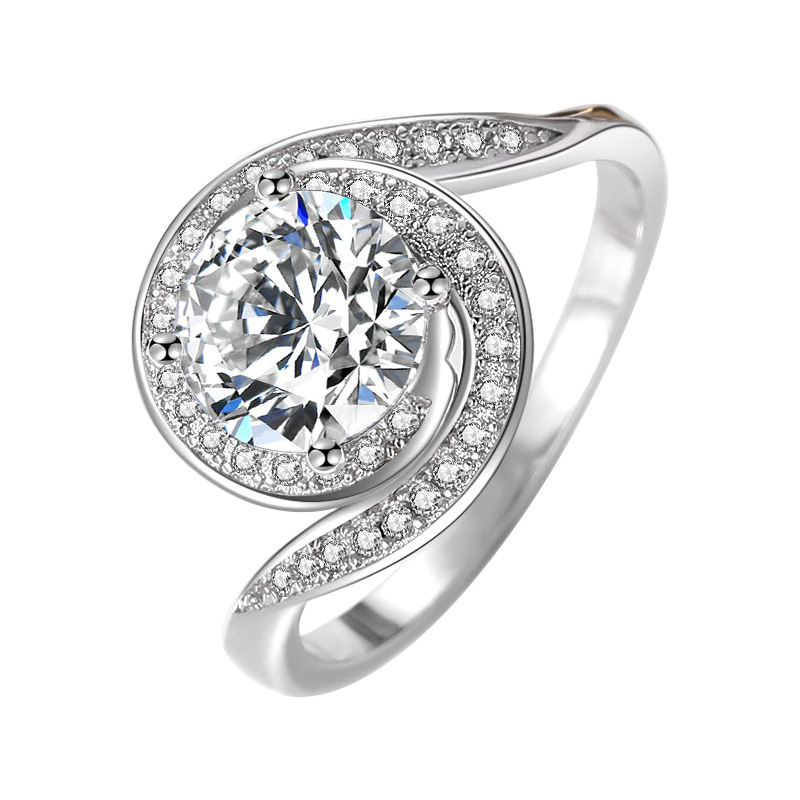 Innovative vortex storm women simulation diamond ring 1.5 CT live broadcast selling hot copper white gold color retaining wedding ring-image-545431897