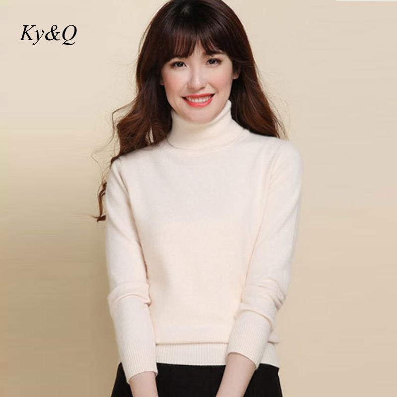 

High Quality Women Winter Wool Turtleneck Sweater 2020 Korean Solid Color Long-sleeve Loose Base Pullover Soft Knit Sweater, Beige