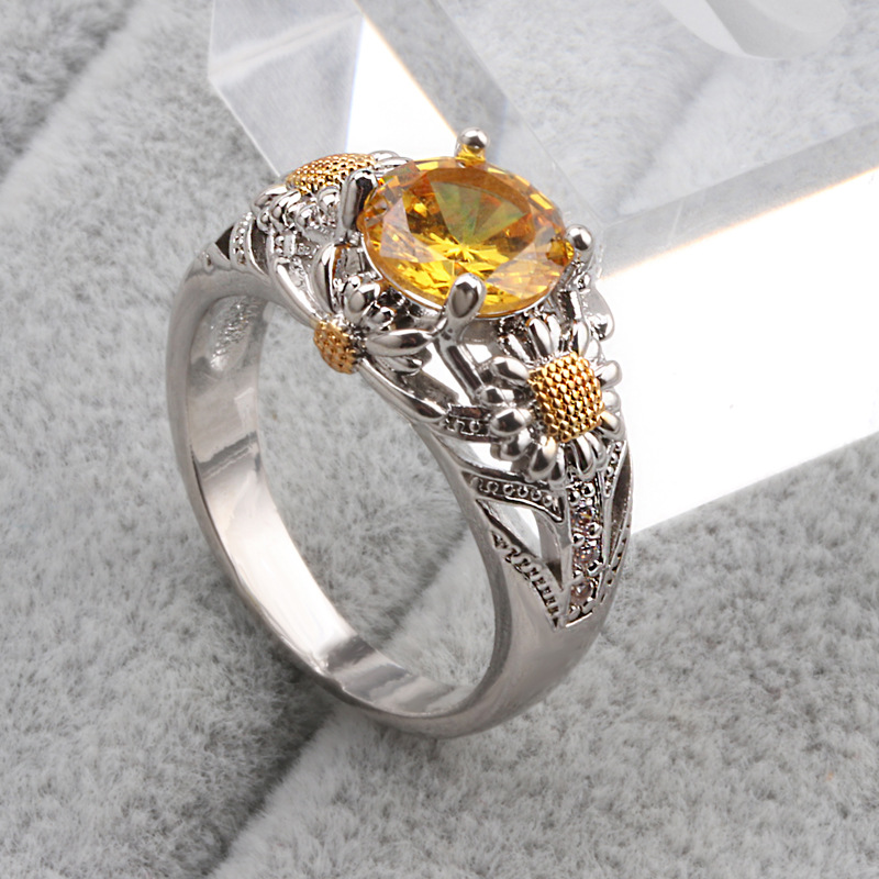 Femmes Bijoux de mode argent 925 jaune topaze anneaux de mariage Taille 6-10