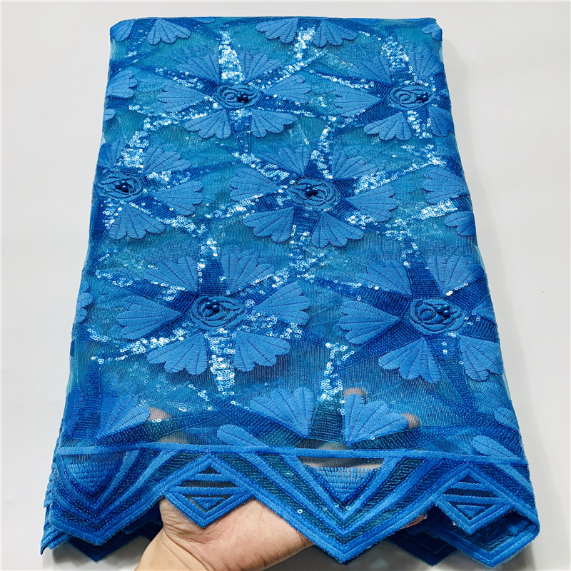 

Turquoise Blue Cheap Price Latest African Laces 2020 High Quality Party Embroidered French Tulle Mesh Lace Fabric For Dresses