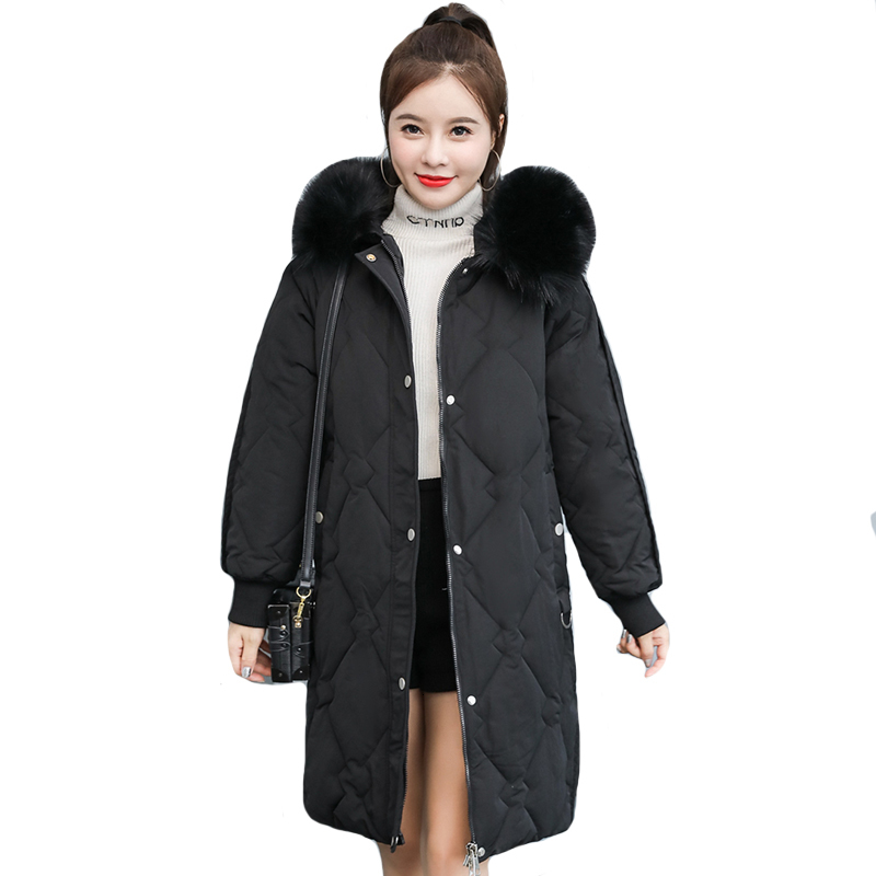 

Winter jacket 2019 high quality female solid truffle Black Beige Parka tights