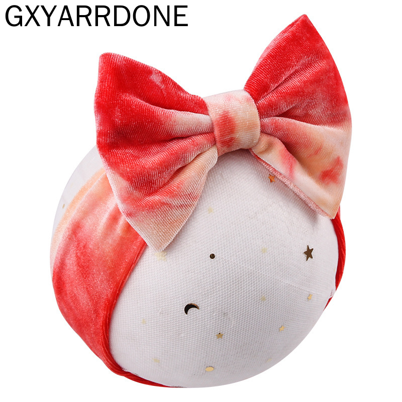 

2020 New 5'' Tie Die Velvet Hair Bow Baby Head Wrap Trendy DIY Hair Accessories Girls Fashion DIY Headband Head Wear