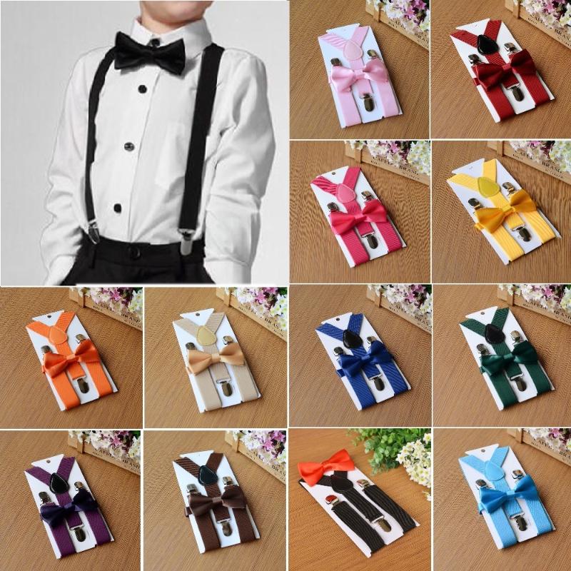 Cute Braces Elastic Suspender And Bow Tie Wedding Suits For Baby Toddler Kid Boy
