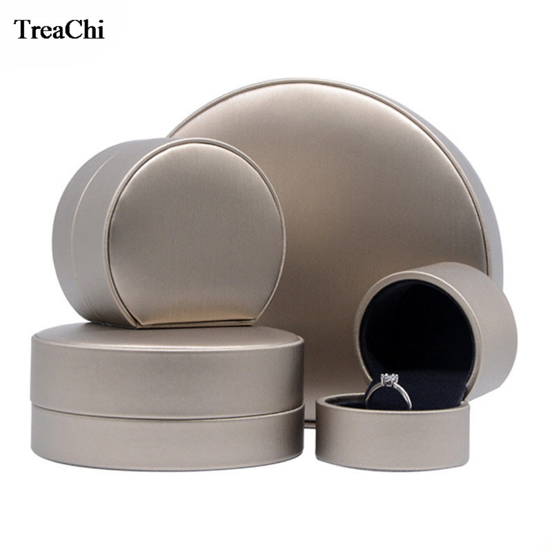 

High-grade Round Jewelry Display Box Necklace Case Jewellry Container High Quality Pendant Gift Box Engagement Couple Ring