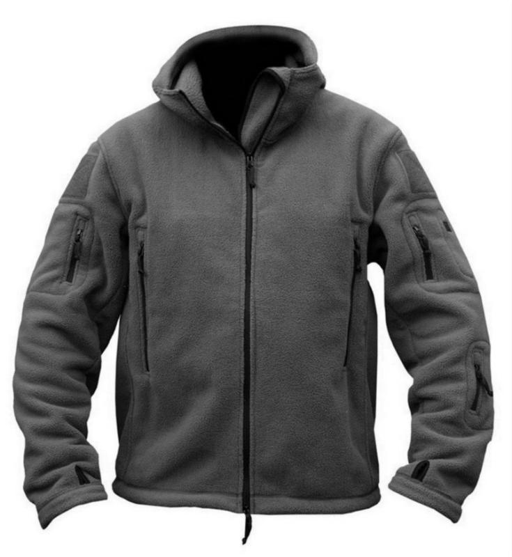 

Winter Jacket Men Fleece Army Tactical Jacket Thermal Hooded Coat Outerwear Hoody Mens Clothing, Black