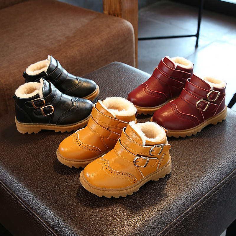 

Kids Boots for Baby Girl British Style Winter Warm Inside for Toddler Baby Boys Martin Boots Children Black Ankle Boots Girls