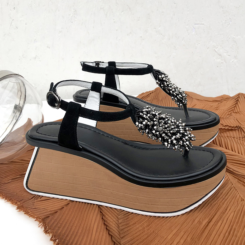 

Platform Sandals Design Rome Female Shoes Soft Beach T Strap Gladitor Shoes Women Bling High Heel Casual Pumps Flip Flops 2020, As show
