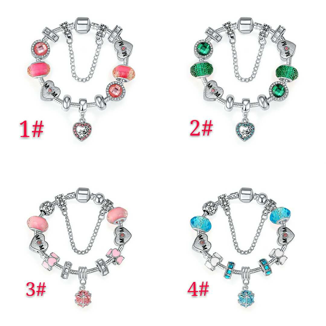 

18-21CM Mom Bracelet 925 silver bracelets MOM charms fit for bracelets DIY Mother day Jewelry Accessories for women with box