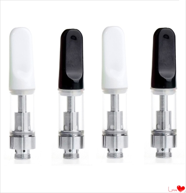 

Flat white/black Ceramic Tips Thick Oil Cartridge Wickless Ceramic Atomizer eCig Vape Pen .5ml 1ml TH205 Vaporizer Carts PP Tube Packaging