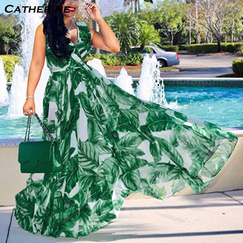 

2020 Summer Dress Ropa Mujer Vestidos De Fiesta De Noche Maxi Dress Plus Size V-neck Abbigliamento Women Long Sukienka#J3, Green