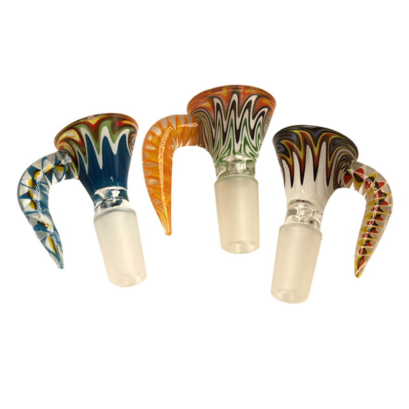 

Heady Glass Bowls 14mm 18mm Male Joint Ox Horn Handle For Water Bongs Glass Beaker Bong Ash Catcher Silicone Bong DHL