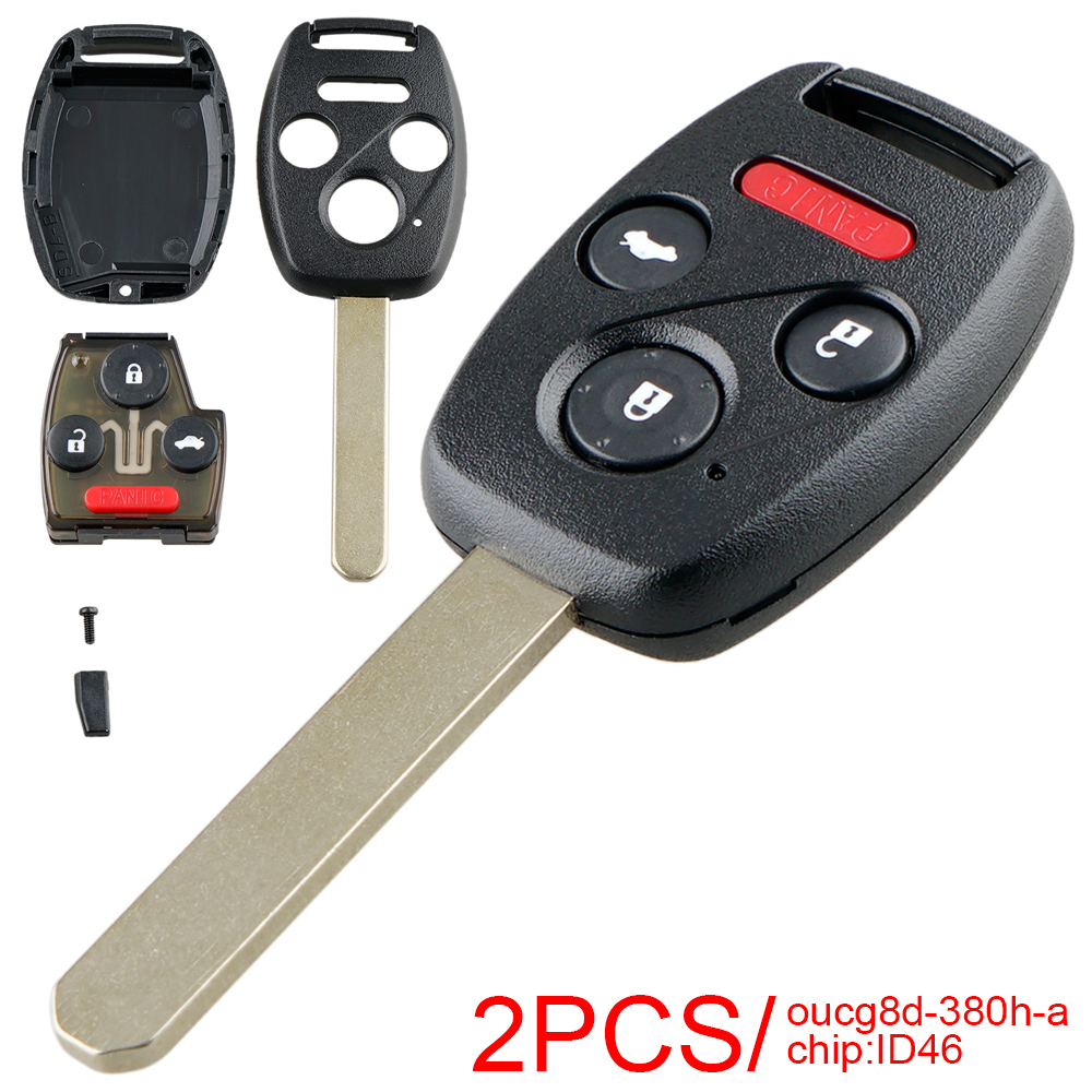 2* New Replacement Uncut Remote Car Key Fob for Honda Fit Odyssey OUCG8D-380H-A