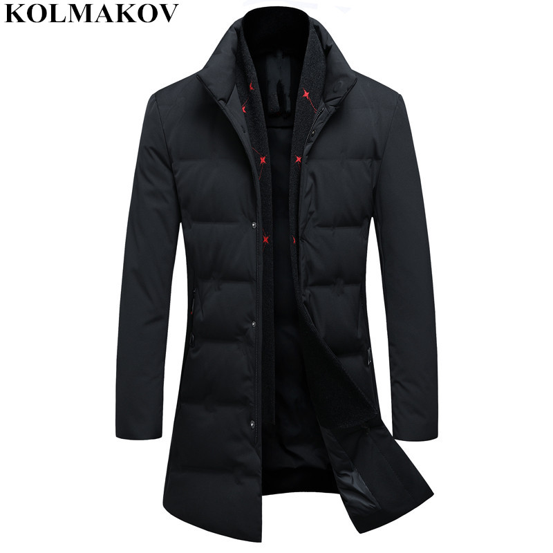 

KOLMAKOV 2018 New 85% Duck Down Jackets Men's Classic Casual Winer Coats with Detachable Scarf Mens Warm Thicken Jackets -3XL, Black