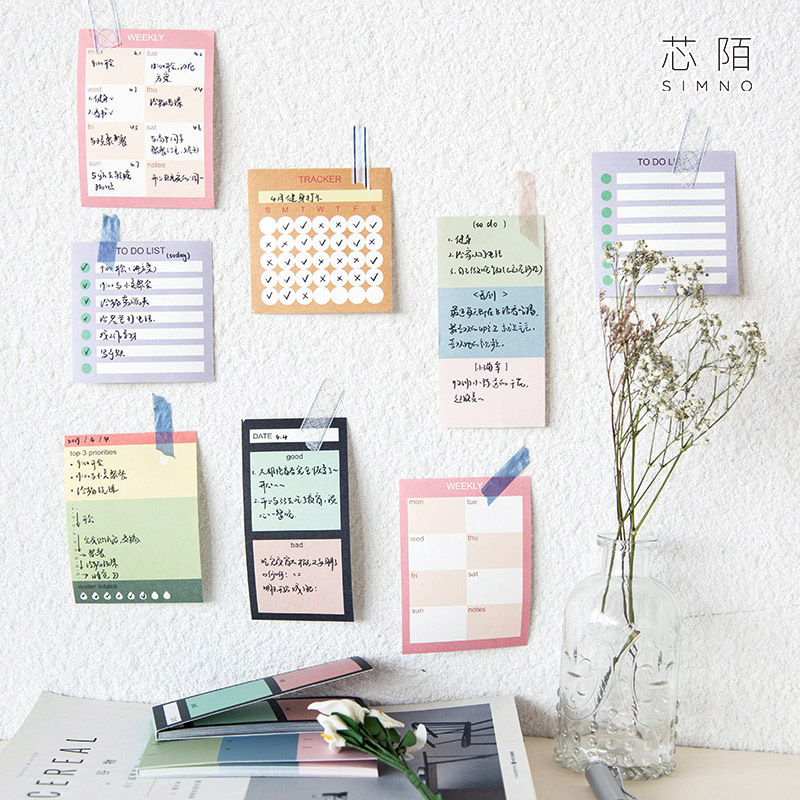 

SIXONE 30 Pages Gentle color Handbook Note Book Daily Planning Week Plan Notes card Message Notes kawaii stationery