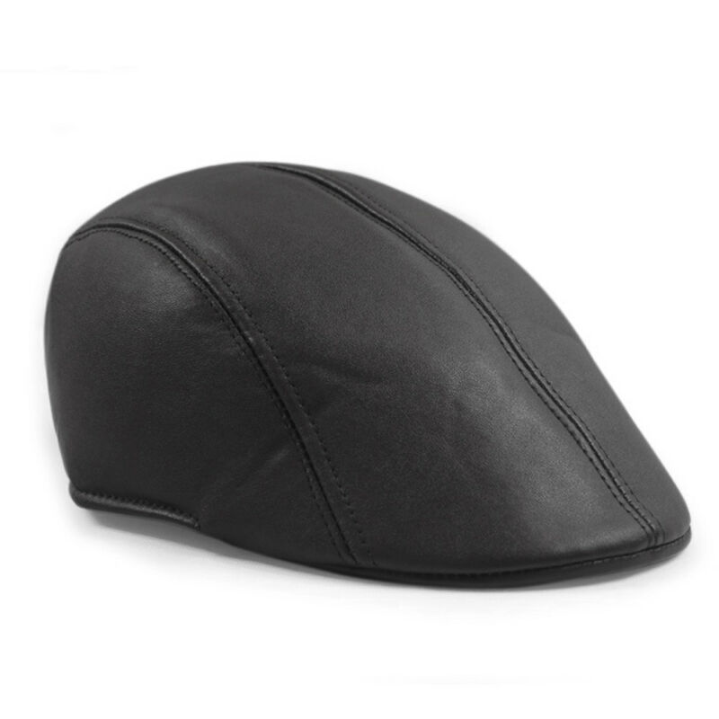 leather biker cap