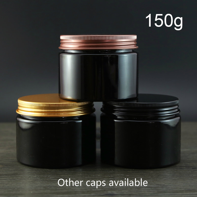 

Black 150g Empty Plastic Jar Cosmetic Makeup Cream Lotion Packaging Bottle Refillable Coffee Spice Container Free Shipping