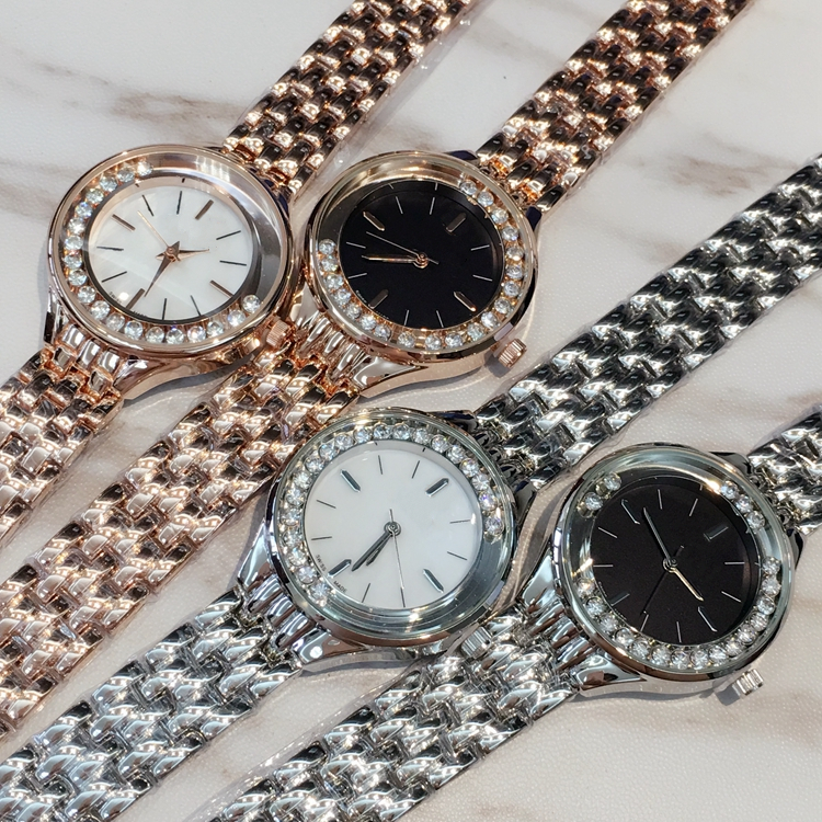 

2019 Fashion sexy lady watch Luxury women watch rolling diamond Stainless Steel Bracelet women Wristwatches Brand female clock gold silver, Slivery;brown