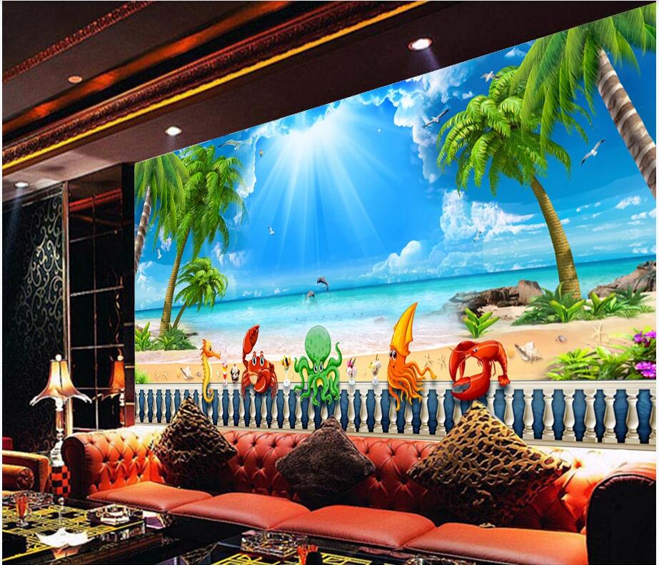 

3D wallpaper custom photo mural Tooling culture gourmet seaside animal background wall stickers home decor wall art canvas pictures, Non-woven wallpaper