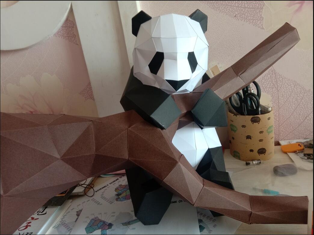 Panda paper model Chinese style creative simple studio wall porch decoration wall hanging handmade paper model playing Panda-image-551724226