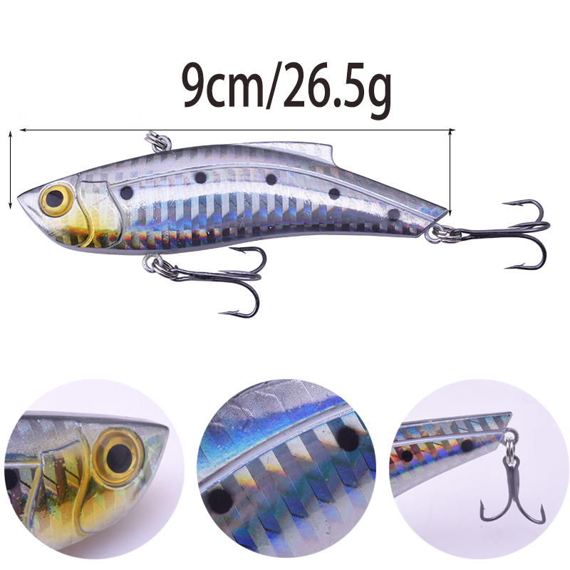 

Boxed Sinking Fishing Lures 9cm 26.5g Vib Bait Rattling Artificial Vibration Bass Vibe Rattle Hooks Baits Pesca Wobbler