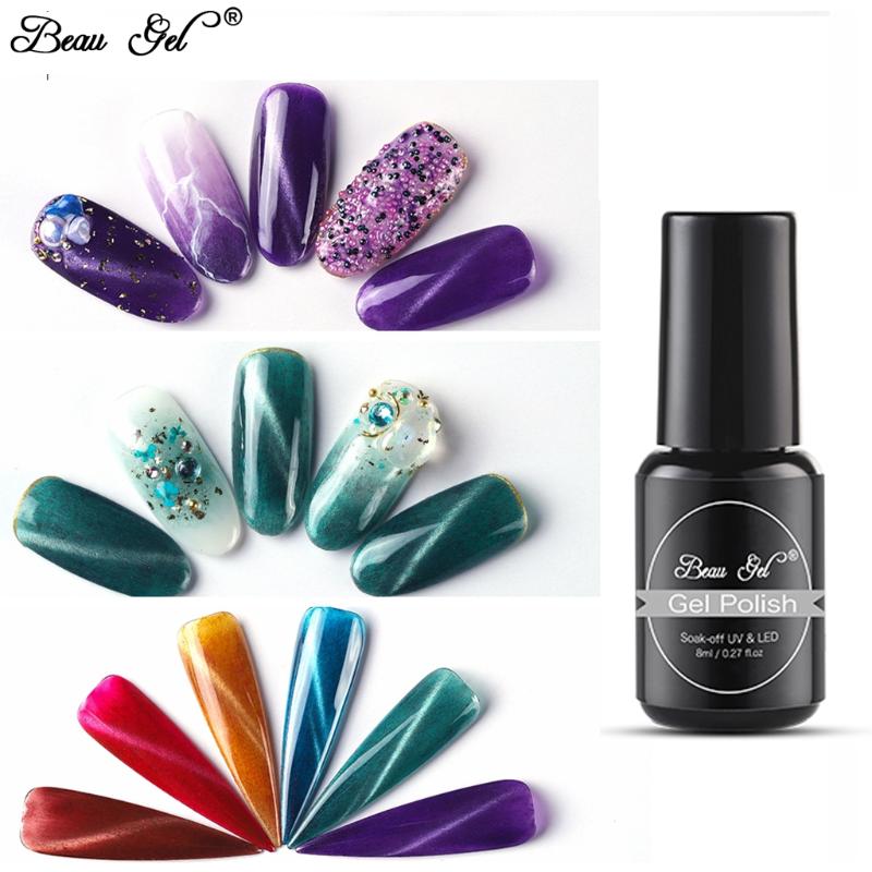 

Beau Gel Fur Cat Eye Gel Polish Magnetic Cat Eye UV Permanent Nail Polish Soak Off UV LED Nail Varnish Manicure 8ML, 15001