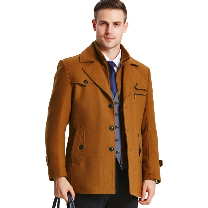 

New Winter Coat Men Long Wool Thick Windbreaker Woolen Overcoat Casaco Masculino Jaket Men's Casual Trench Peacoat 5XL Jackets, Black