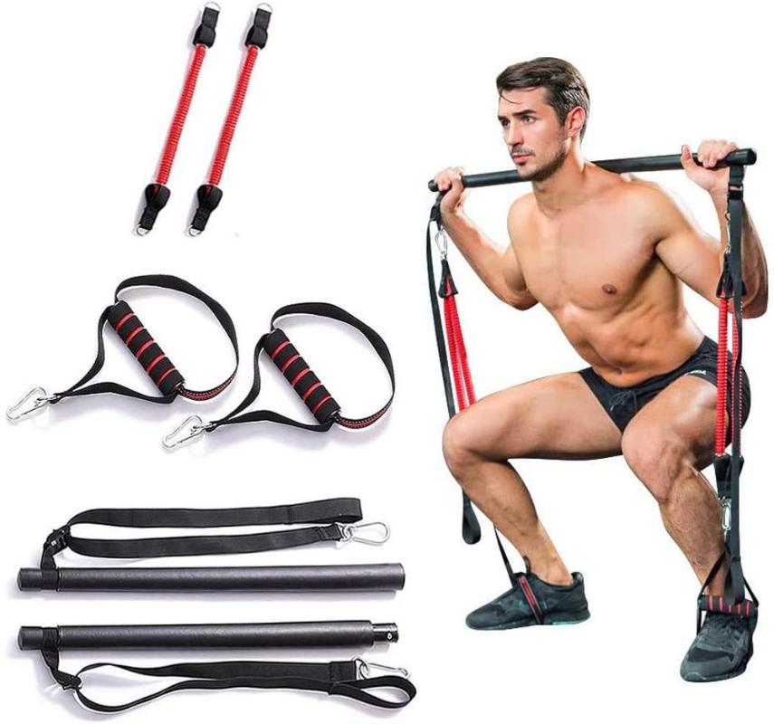 

Pilates Stick Bar Resistance Trainer Gym Equipment Crossfit Body Building Abdominal Resistance Bands Rope Puller
