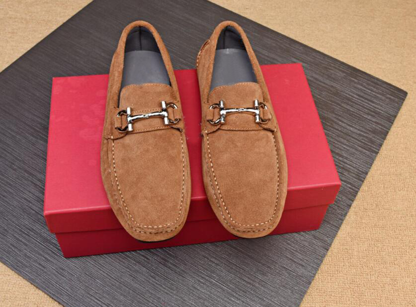 

2019 New Ferra Mens Loafers Dress Genuine Leather Slip On Flats Suede Shoes Size 38-46, With brand logo