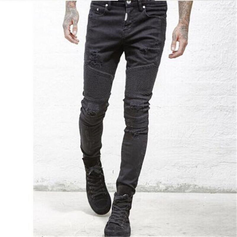 

Fashion-Designer Mens Jeans Skinny With Slim Elastic Denim Fashion Bike Luxury Jeans Men Pants Ripped Hole Jean For Men Plus Size 28-38, Blue