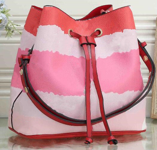 

Fashion designer bucket bag tie-dye printing cherry blossom pink handbag designer handbag shoulder bag messenger bag outdoor, Red