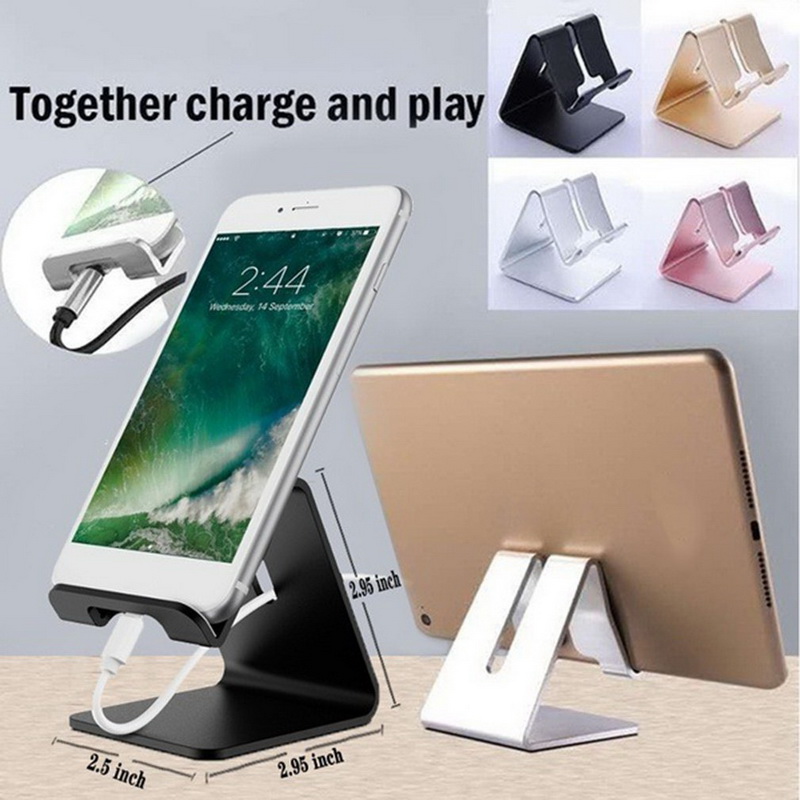 

Universal Aluminium Alloy Stand Desk Holder Charge Support Cradle Mount For Smart phone Metal Tablet, Black