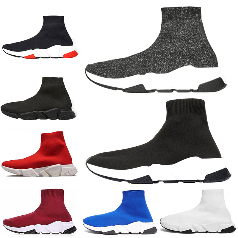 

2020 Sneakers Speed Trainer Black Red Gypsophila Triple Black Fashion Flat Sock Boots Casual Running Shoes Runner With Dust Bag 36-45