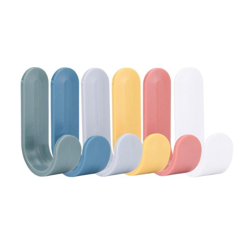 

4pcs/set Towel Hooks Plastic Door Hangers Self Adhesive Racks Hat Home Hanger Hangers Decor Keys Wall S8X2