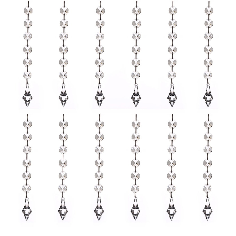 

20pcs Clear Acrylic Crystal Diamond Beads Pendant Strand Curtain Wedding Party Decorations Hanging Light Drop Ornaments(Style 2