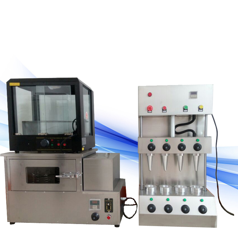 

Newly designed 4-die pizza cone machine Easy to operate pizza cone oven machine with pizza display cabinet