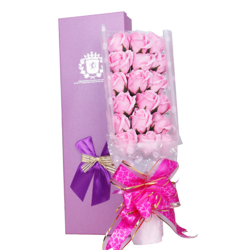 

New Valentine's Day Christmas Gift 18 Rose Soap Bouquet Artificial Flower, Blue
