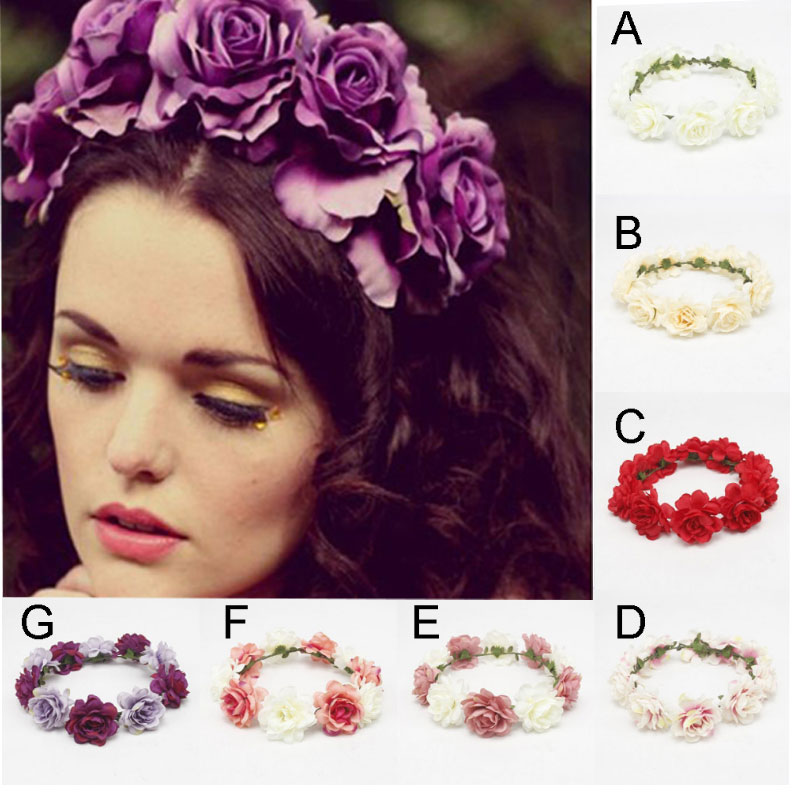 

1pc Flower Crown Wedding Bride Beach Travel Wreath of Flowers Head Band Bohemia Women Hair Accessories Flower Headband Headpiece