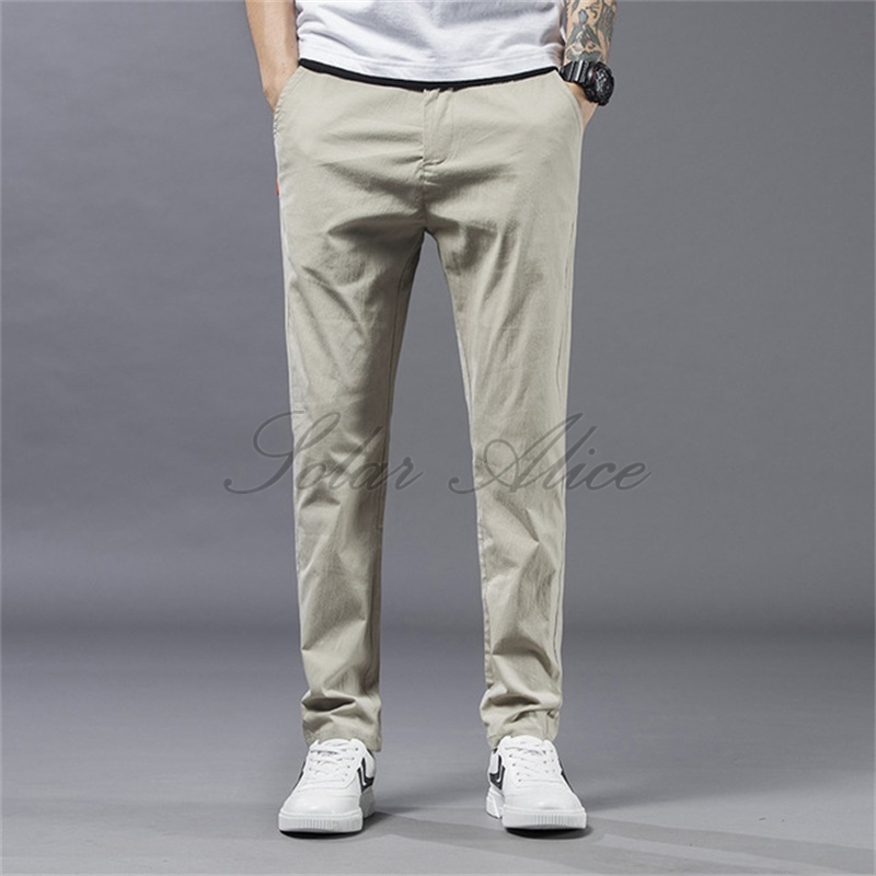 

Free Shipping 2020 Men's Spring/Summer New Straight Casual Pants Thin Elastic Breathable Straight Pants Popular, Black