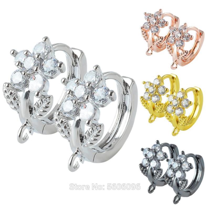 

Other Peixin DIY Made Earrings Accessories Charm Flowers 4 Colors Gold Silver Zirconia Handmade Women Found Jewelry Supplies