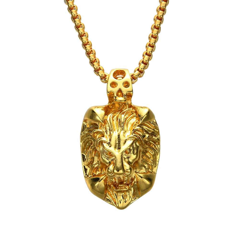 

hip hop lion head diamond pendant necklaces for men animal luxury necklace Stainless steel Cuban gold chains fashion designer jewelry gifts