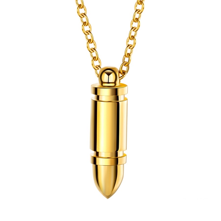 

Fashion Jewelry Hip Hop Necklace Designer Charms Bullet Pendant Men Gold Silver Black Link Chain Stainless Steel Punk Necklaces Gift For Mens