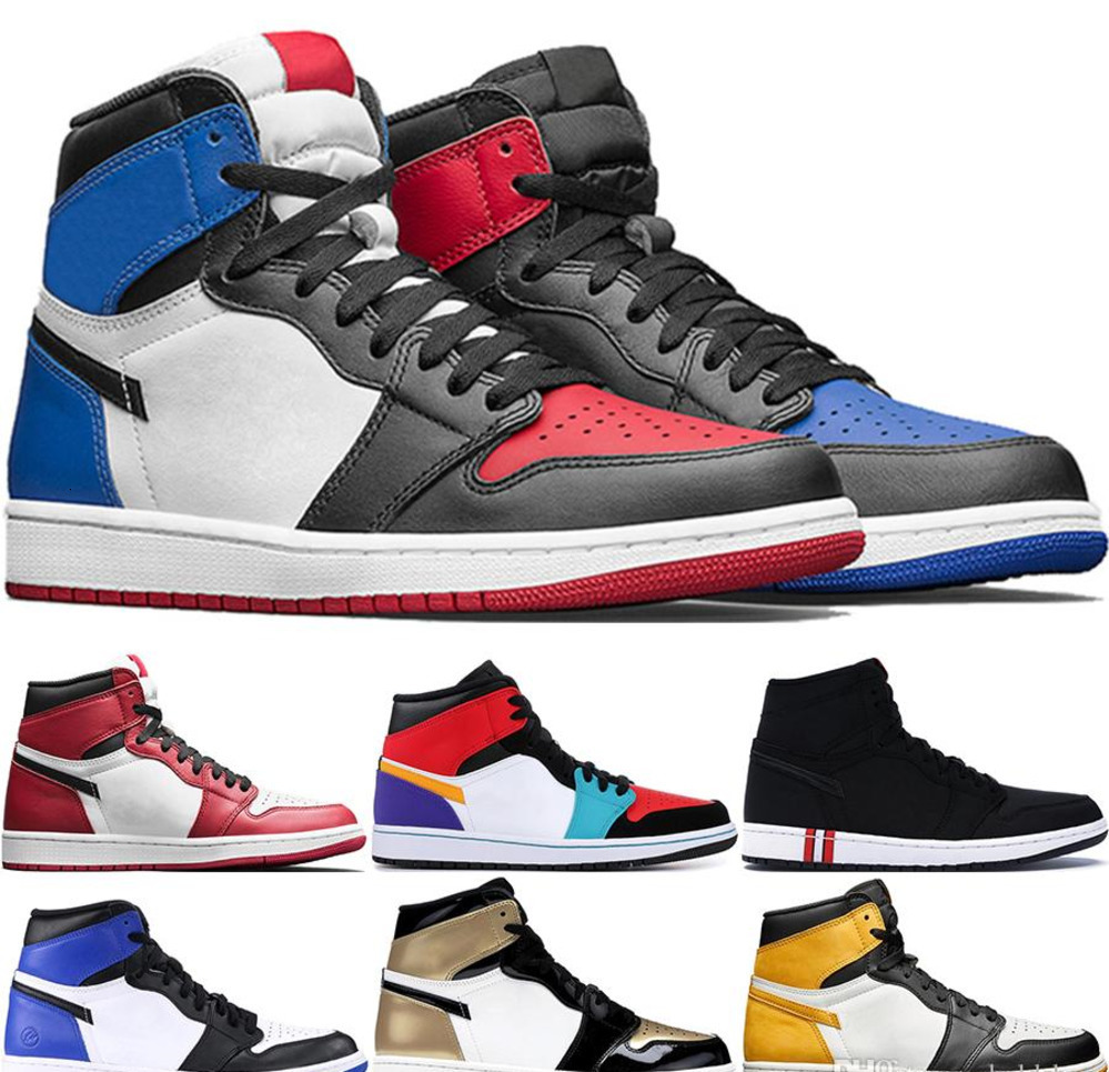 

1 High OG Mens Basketball Shoes Banned Bred Toe Shadow Gold Top Best Quality Designer Mens Athletics Sneakers Trainers US 7-13, Top 3