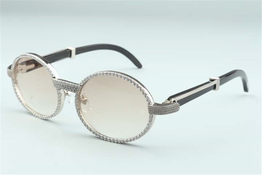 

2020 new natural black buffalo horns legs sunglasses 7550178-B high quality whole diamond wrapped sunglasses frame size: 55-22-140 mm