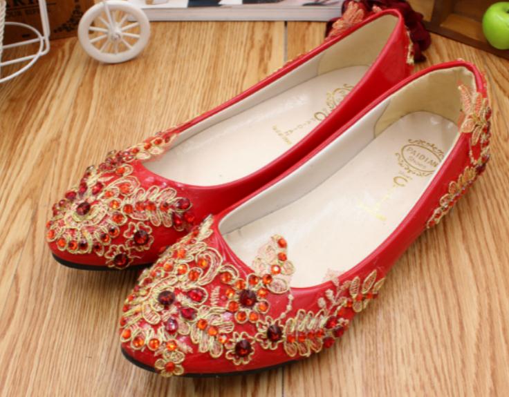 

2019 Lace Women's shoes in Spring and Autumn with New style flat bottom and fine heel shoes heel 3cm ,5cm,8cm @22, Red